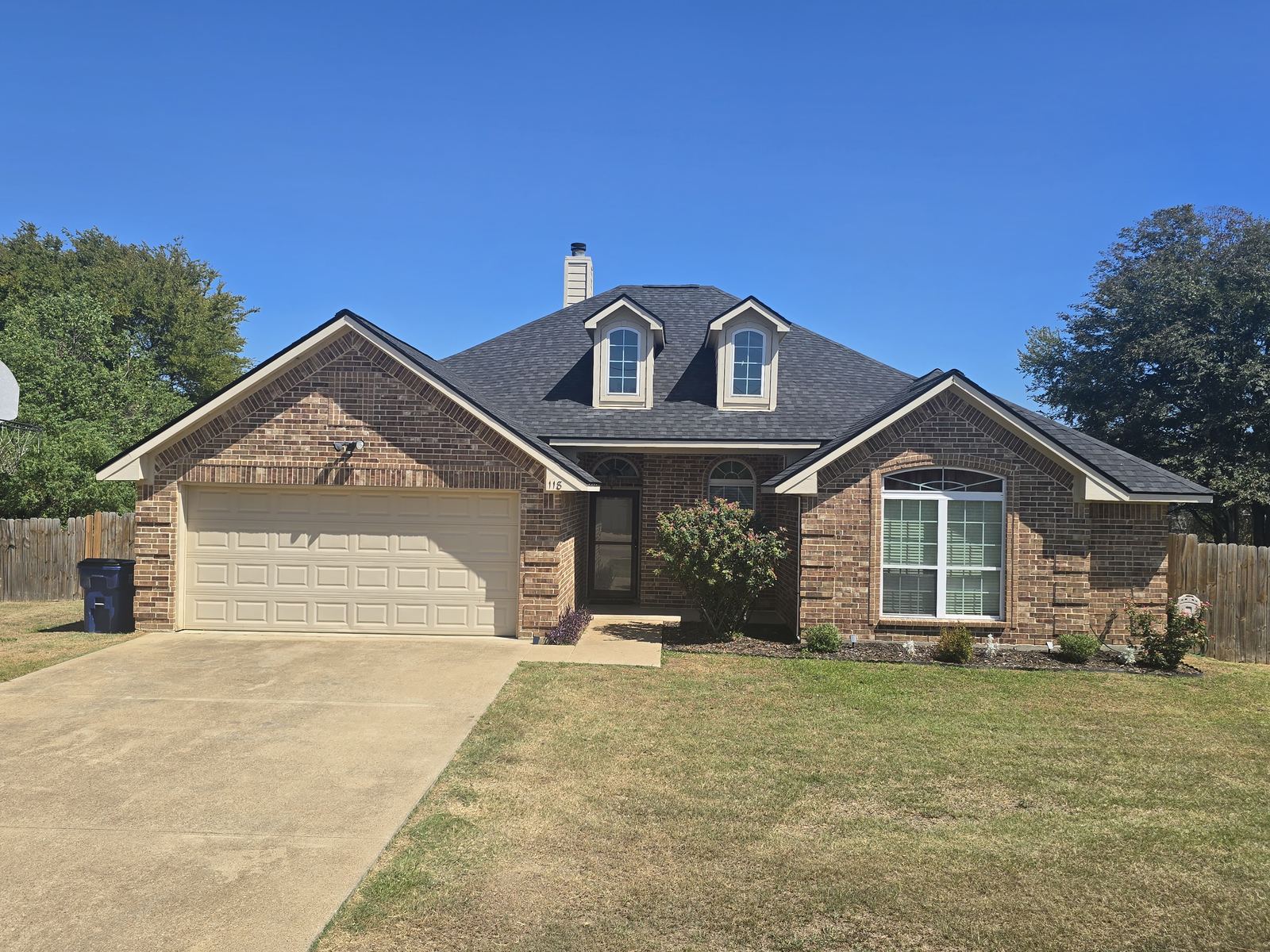 New shingle roof on a brick home in East Texas
